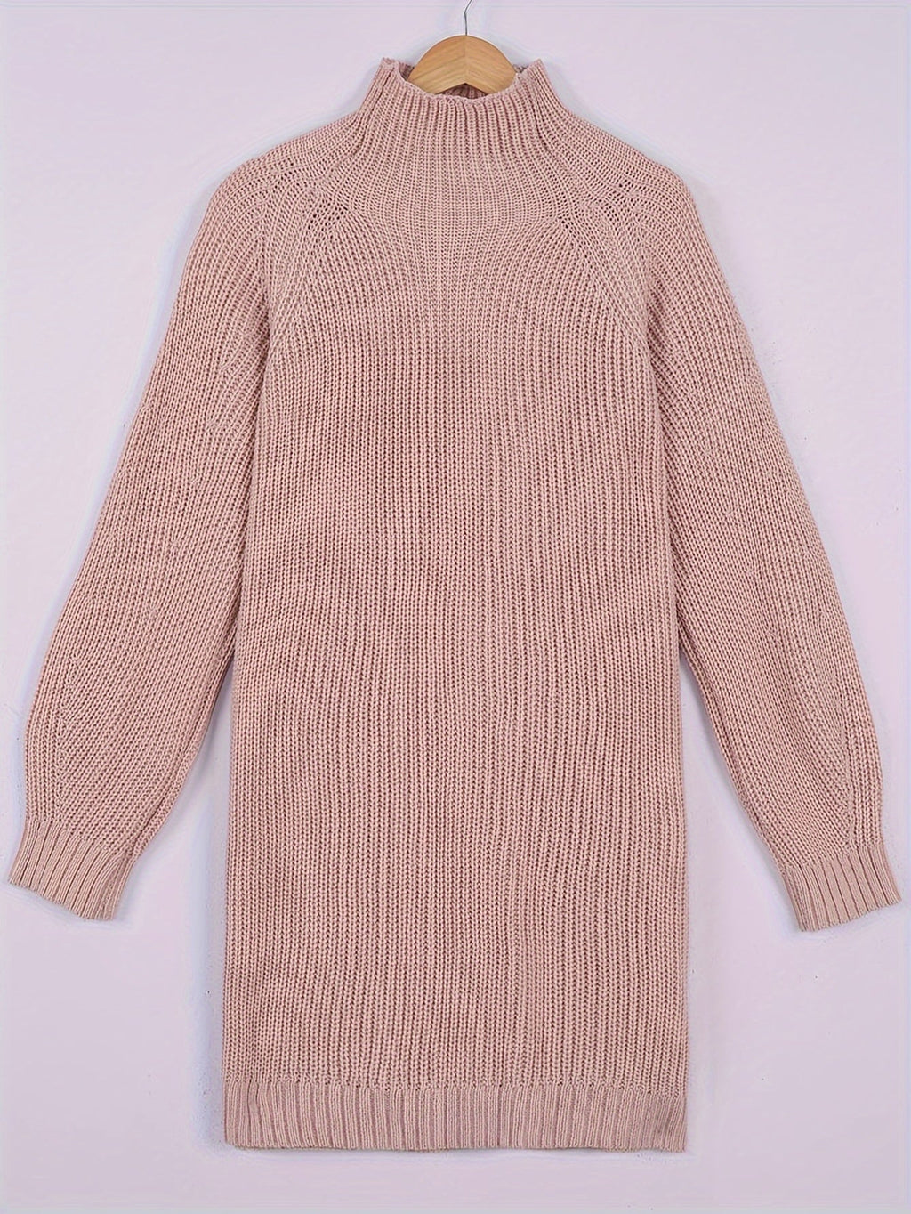 Relaxed Half-Turtleneck Sweater Dress in Soft Knit for Casual Wear