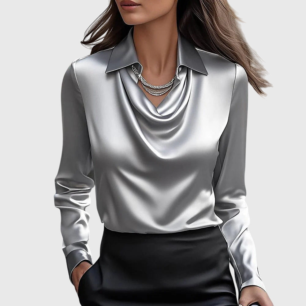 Draped Elegant Blouse in Lightweight Fabric for Casual or Formal Wear