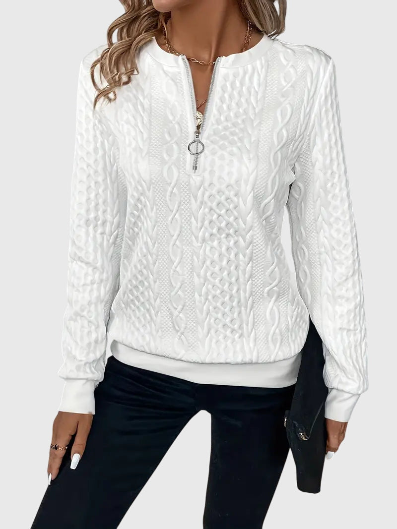 Zippered Jumper in Soft Knit Fabric for Casual Wear and Layering