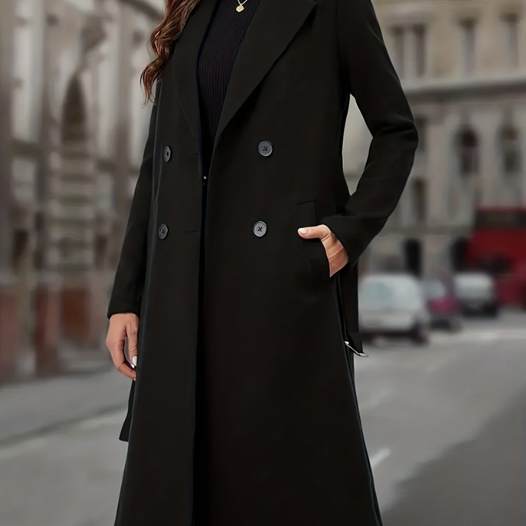 Double-Breasted Long Coat for Women | Warm Wool Blend | Elegant Outerwear