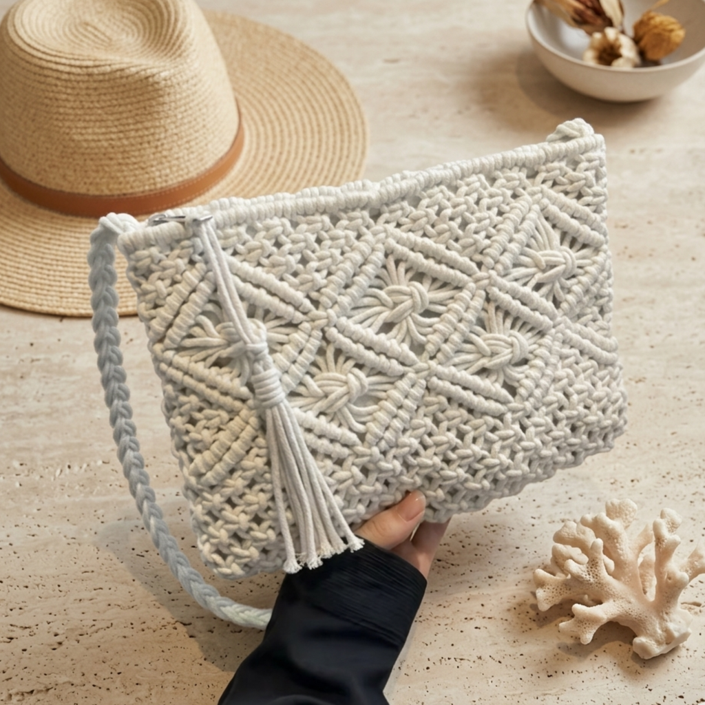 Eco-Friendly Woven Crossbody Bag UK – Sustainable Fashion Accessory for Smart Casual Office Wear, Holiday
