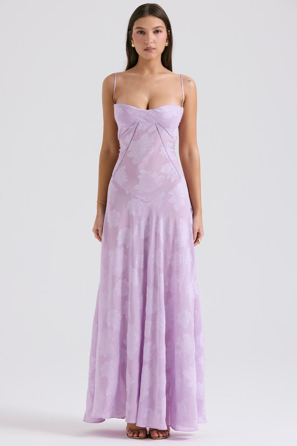 Floral Jacquard Maxi Dress Women UK – Evening Gown, Wedding Guest
