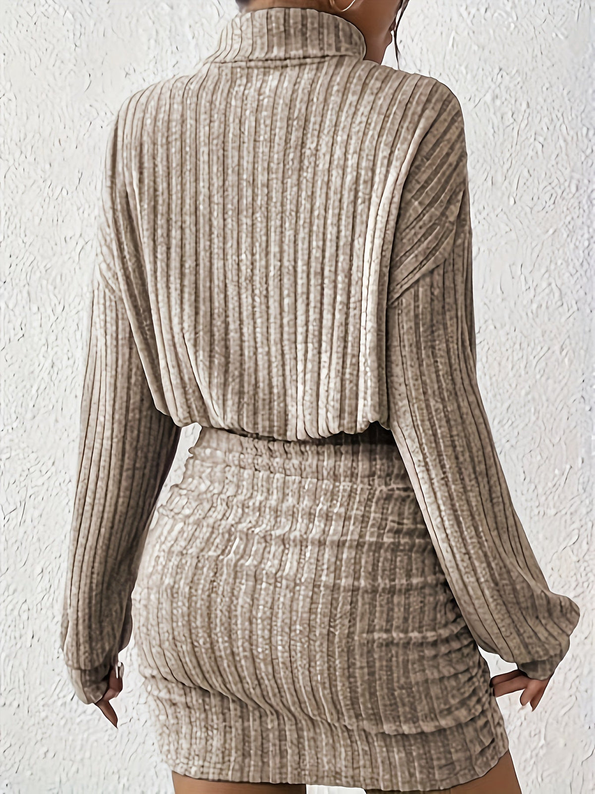 Ribbed Ruched Dress in Soft Fabric for Casual or Evening Wear