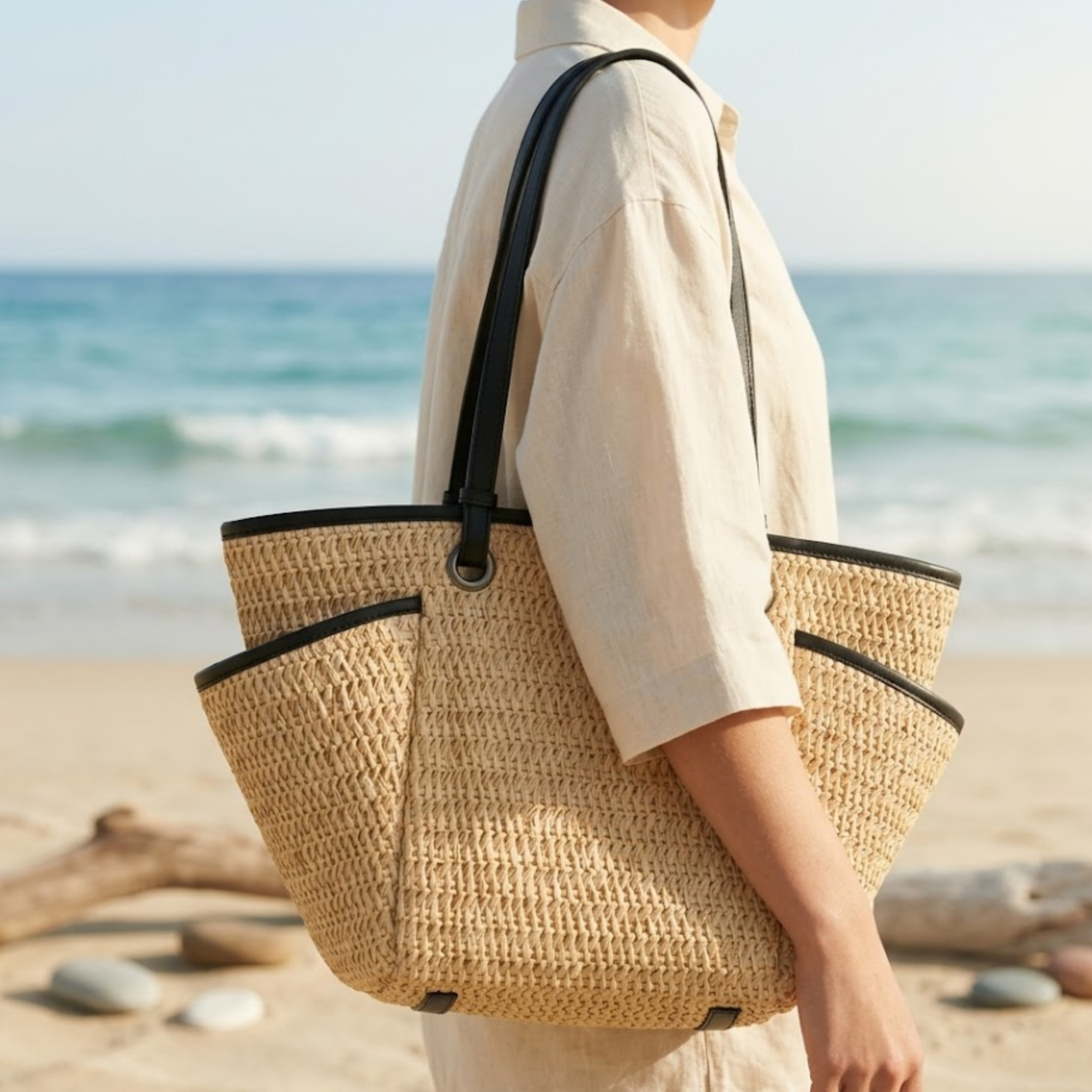 Sustainable Straw Beach Shoulder Bag Women UK – Eco-Friendly Accessory for Summer Outings, Holiday Wear