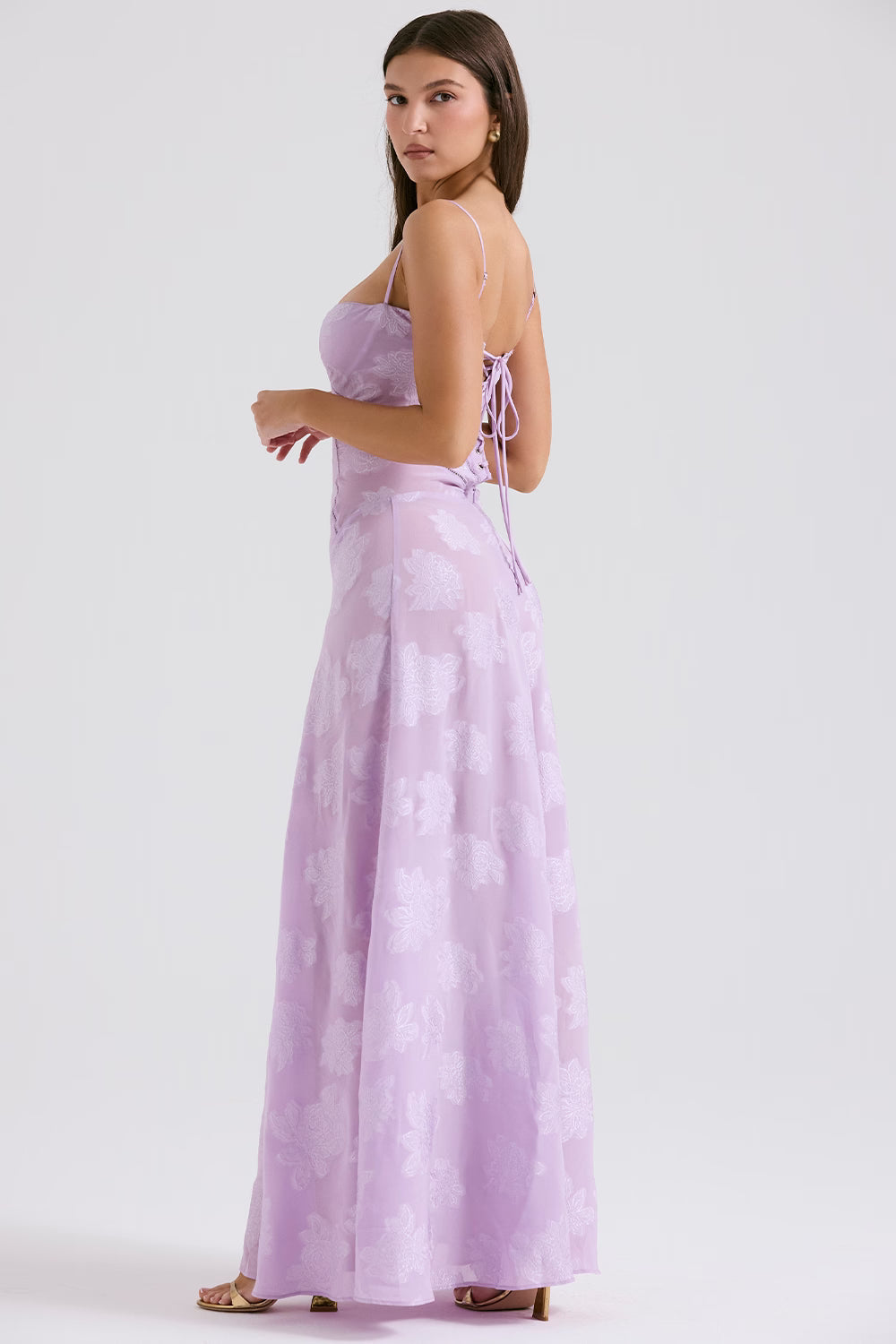 Floral Jacquard Maxi Dress Women UK – Evening Gown, Wedding Guest