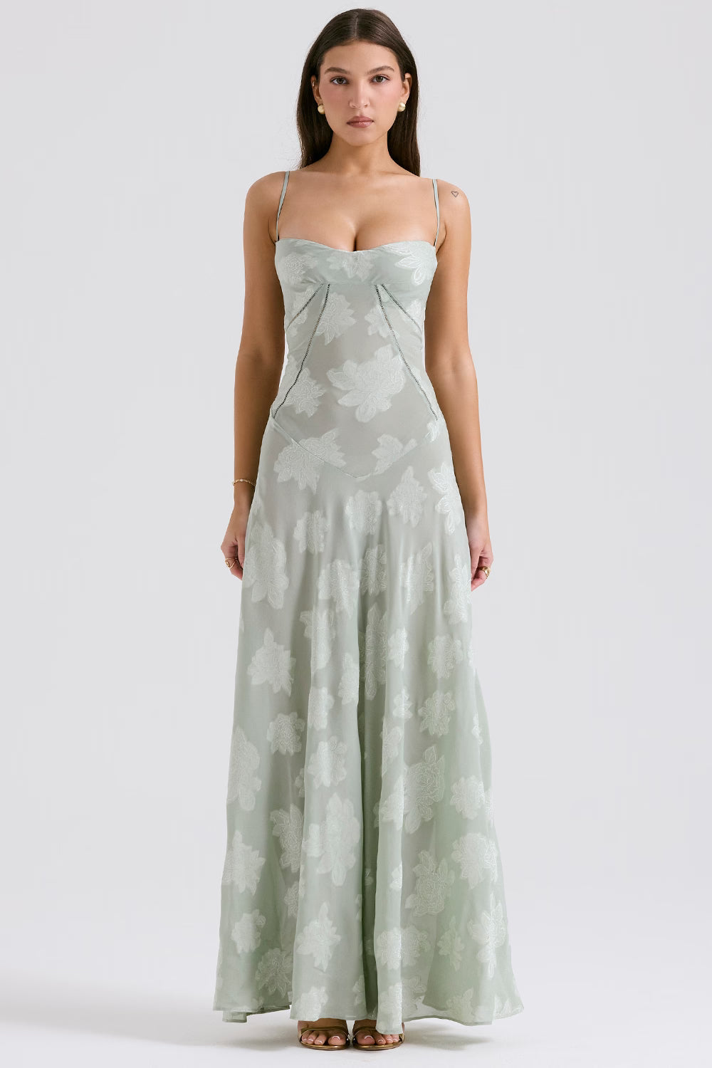 Floral Jacquard Maxi Dress Women UK – Evening Gown, Wedding Guest