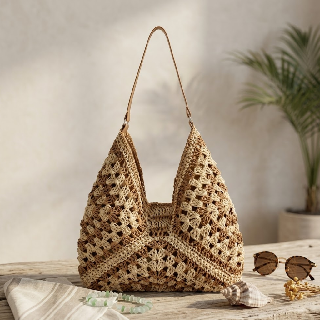Braided Straw Tote Bag Women UK – Eco-Friendly Summer Accessory, Holiday Outfit Garden Party