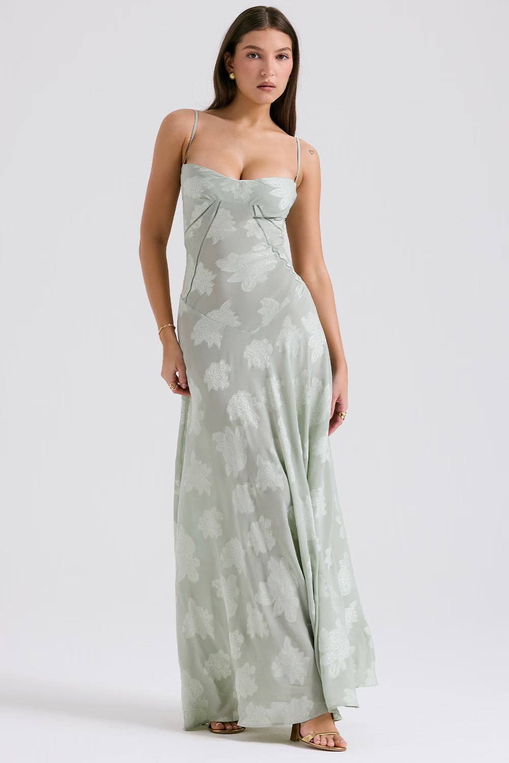 Floral Jacquard Maxi Dress Women UK – Evening Gown, Wedding Guest