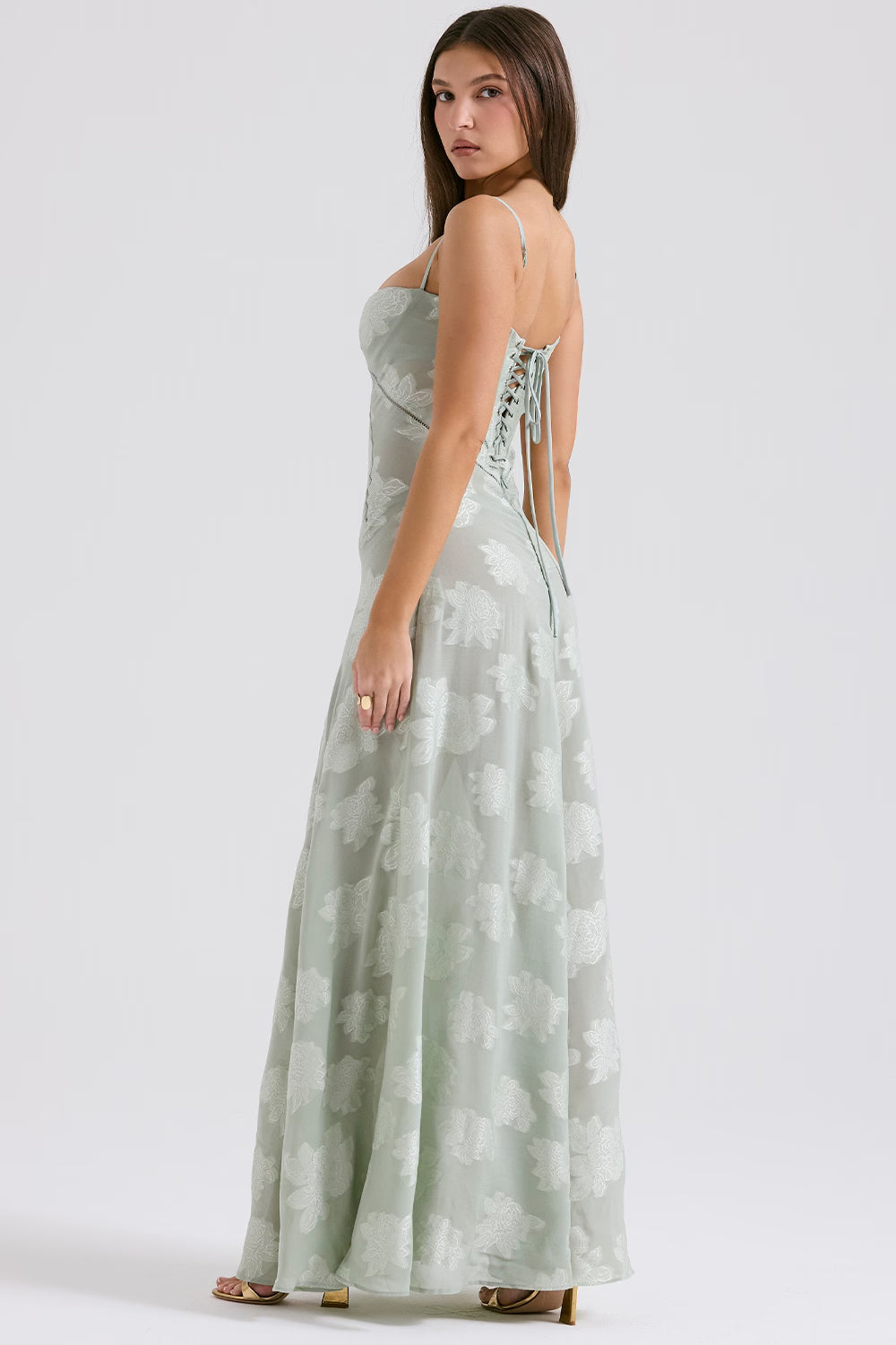 Floral Jacquard Maxi Dress Women UK – Evening Gown, Wedding Guest