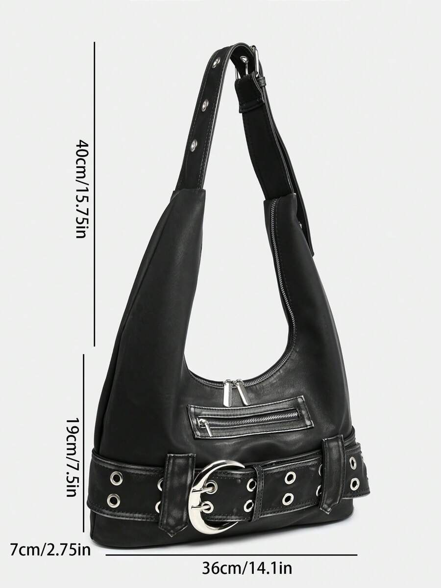 Black Luxe Faux Leather Hobo Bag Women UK – Distressed Handbag for Everyday Use, Smart Casual & Evening