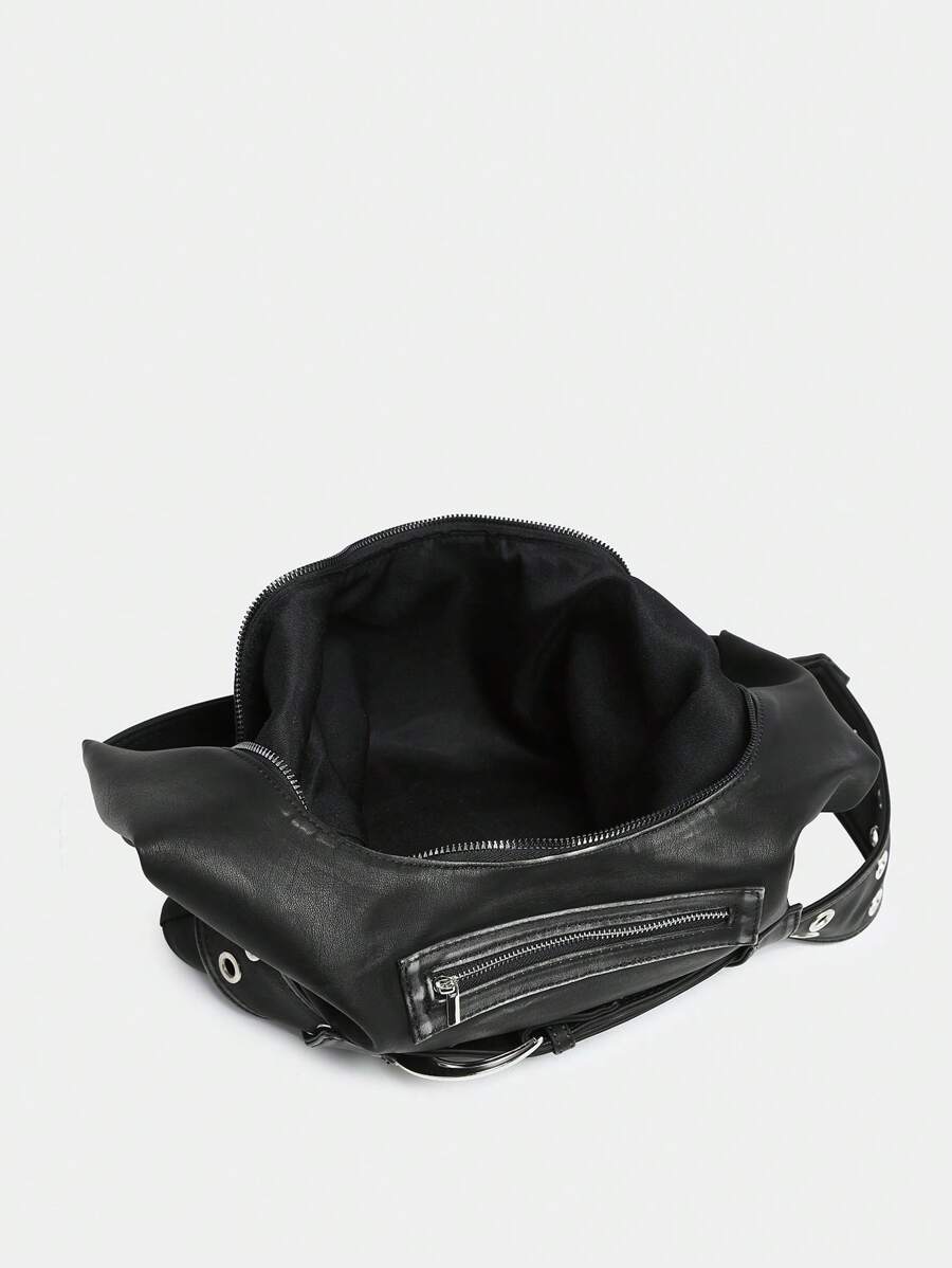 Black Luxe Faux Leather Hobo Bag Women UK – Distressed Handbag for Everyday Use, Smart Casual & Evening