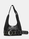 Black Luxe Faux Leather Hobo Bag Women UK – Distressed Handbag for Everyday Use, Smart Casual & Evening