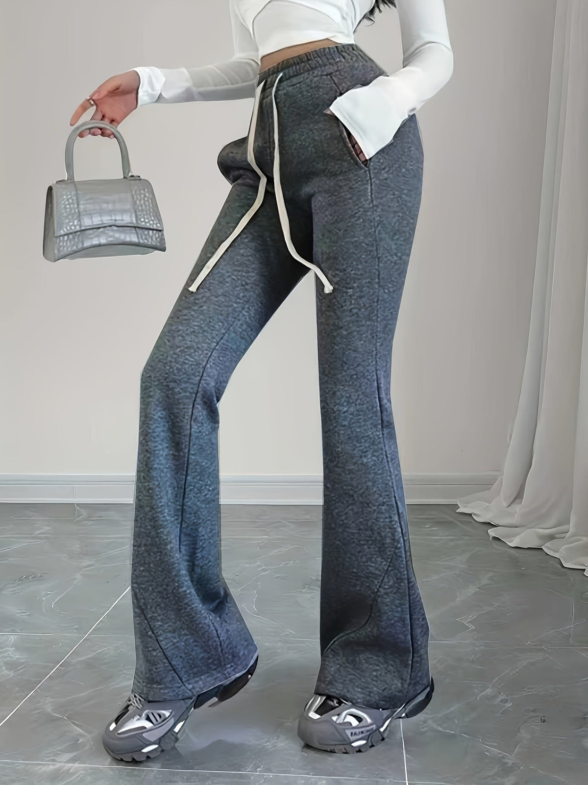 High-Waist Flared Lounge Pants | Soft Fabric | Casual Wear