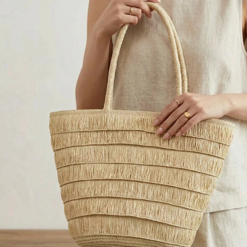 Woven Tote Shoulder Bag Women UK – Sustainable Summer Style for Brunch, Holiday Outfit