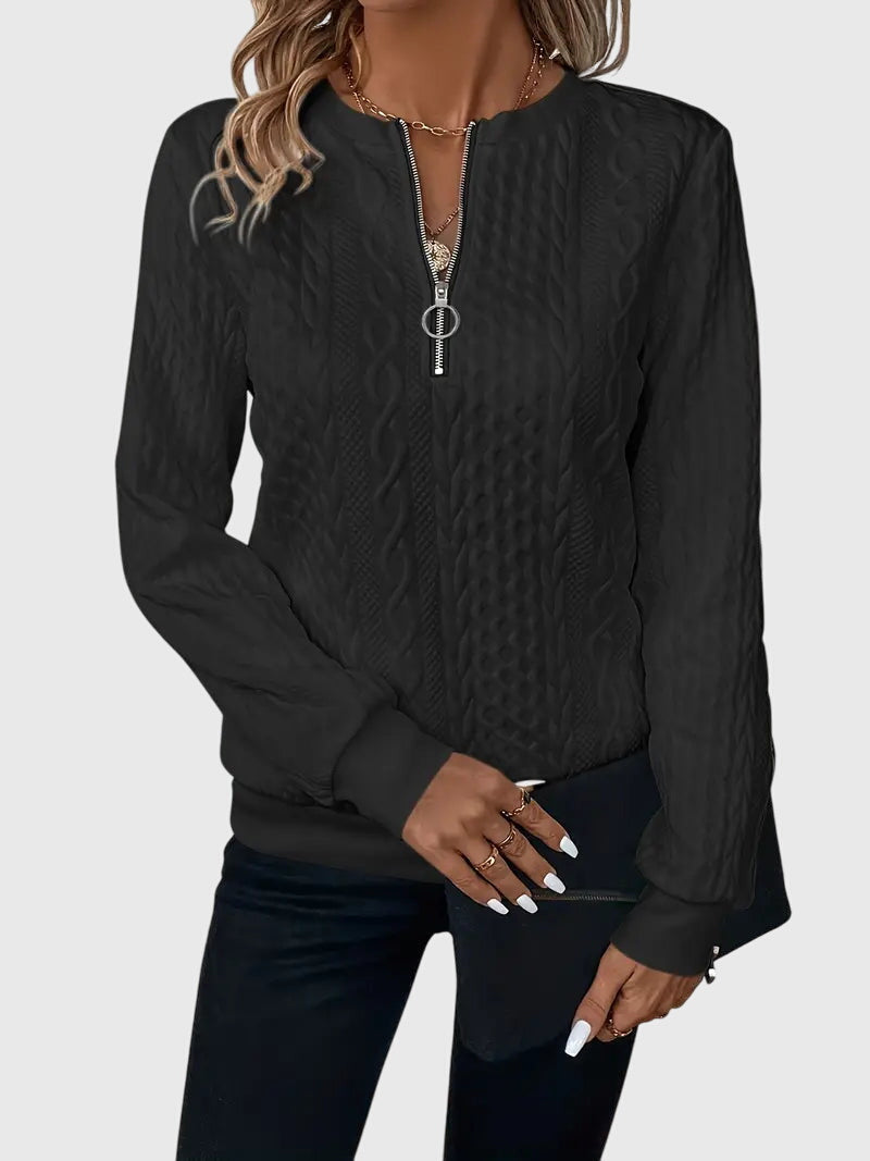 Zippered Jumper in Soft Knit Fabric for Casual Wear and Layering