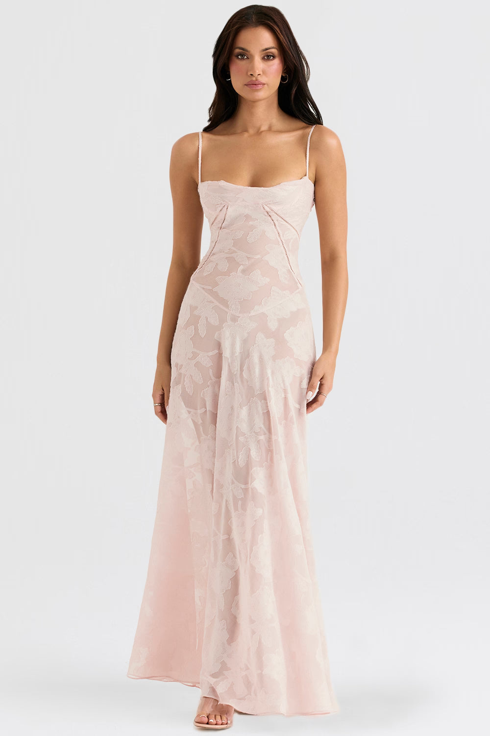Floral Jacquard Maxi Dress Women UK – Evening Gown, Wedding Guest