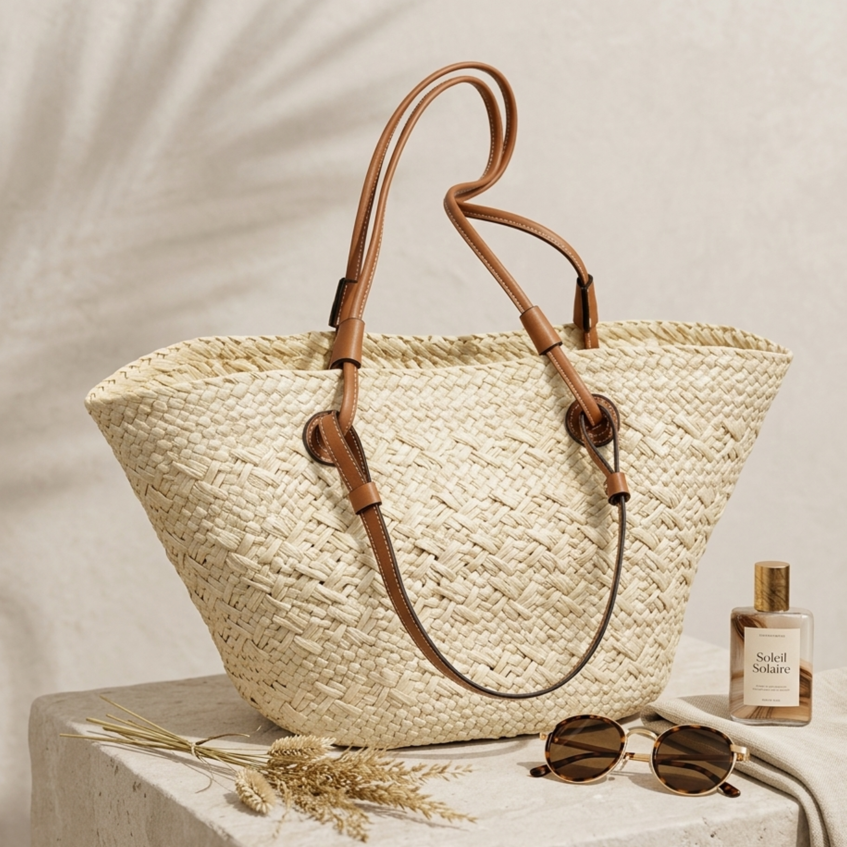Rattan Wicker Summer Tote Bag Women UK – Handcrafted Sustainable Beach Bag, Holiday Outfit & Resort Wear