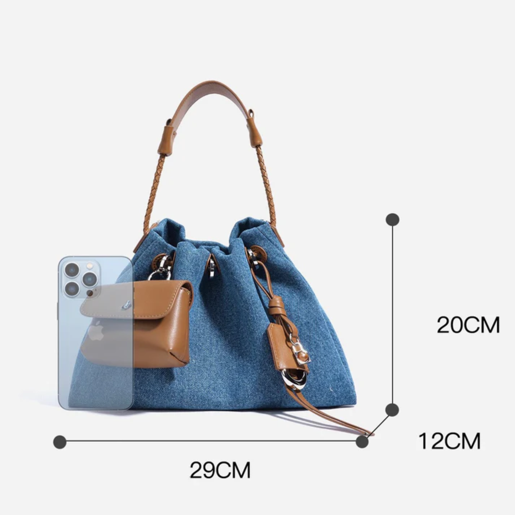 Genuine Leather Denim Patchwork Hobo Bag Women UK – Everyday Use, Smart Casual Accessory