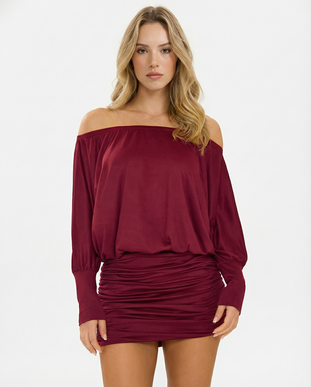 Soft Stretch Ruched Mini Dress Women UK – Draped Top Garden Party Cocktail