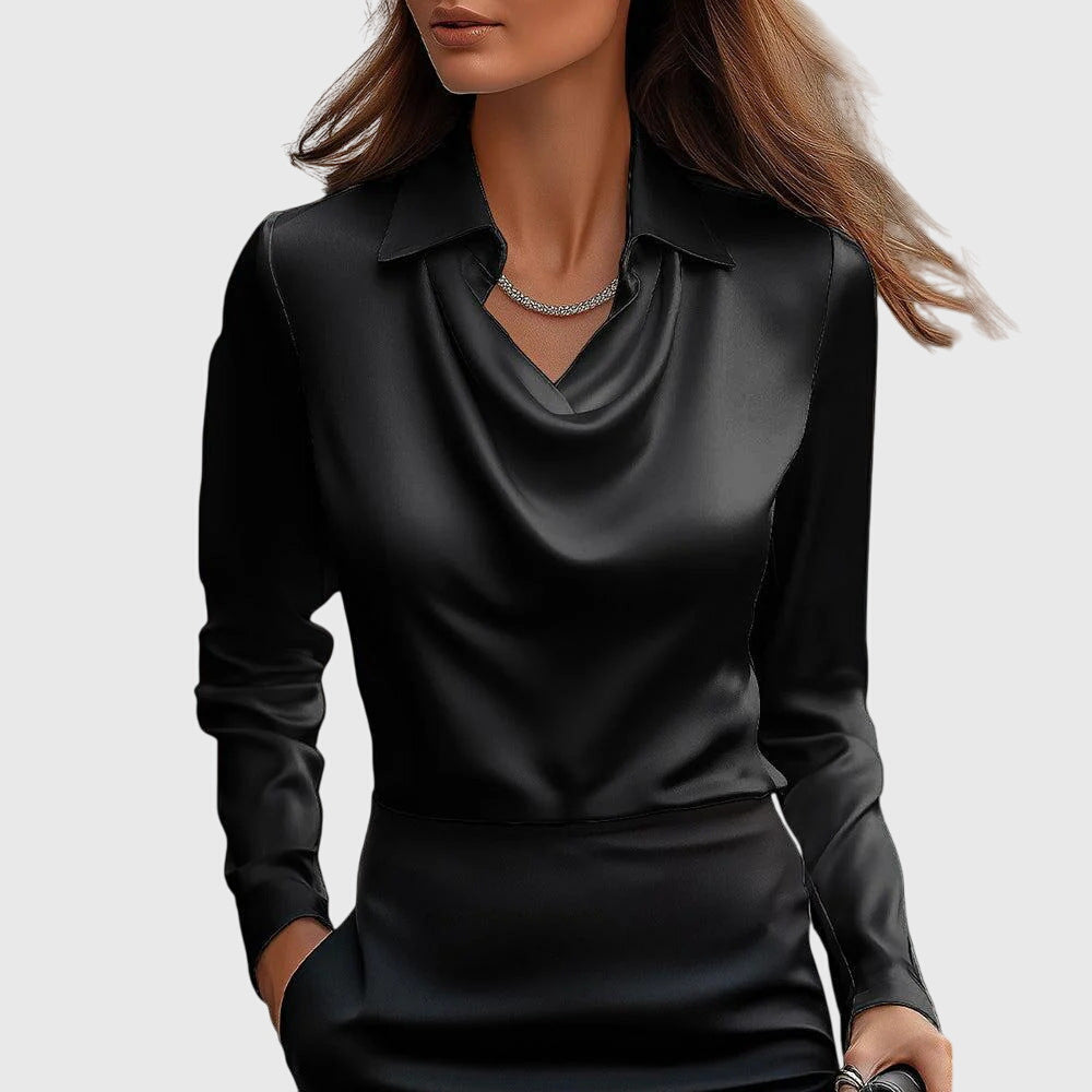Draped Elegant Blouse in Lightweight Fabric for Casual or Formal Wear