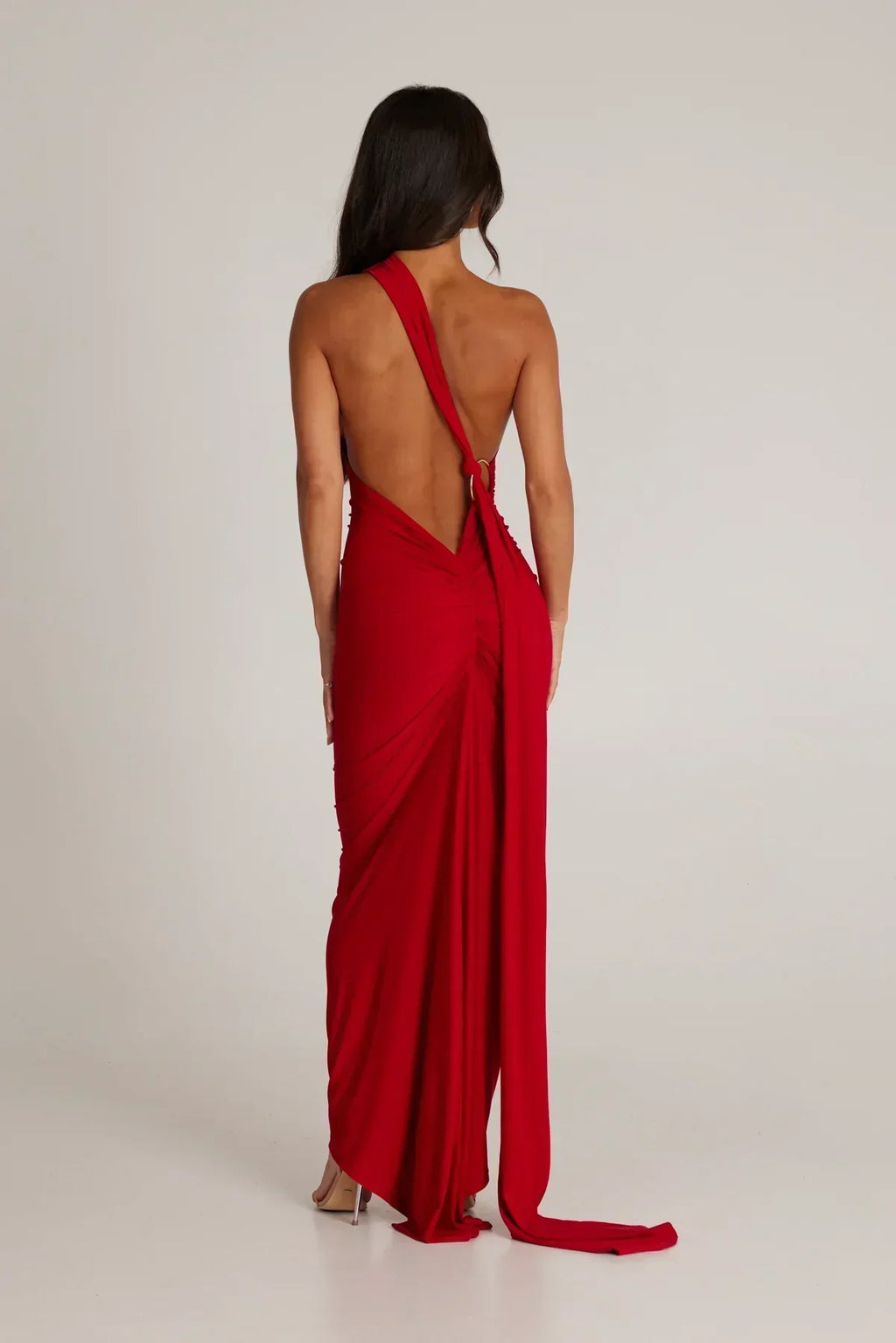 One-Shoulder Maxi Dress with Sash | Grecian Style Evening Wear Dress