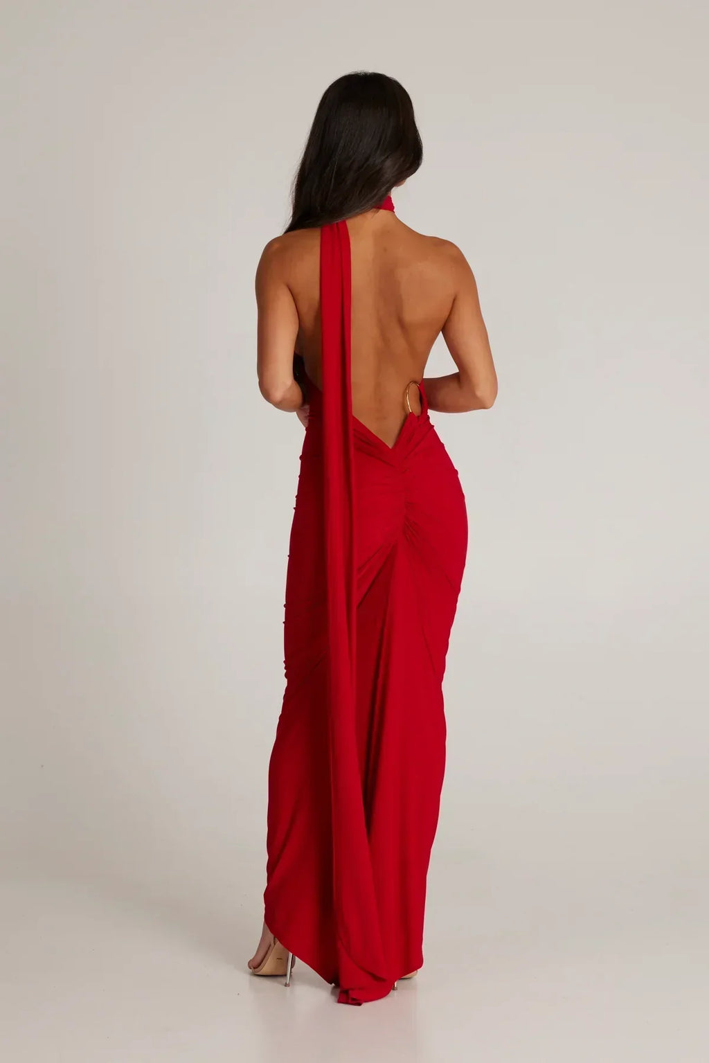 One-Shoulder Maxi Dress with Sash | Grecian Style Evening Wear Dress