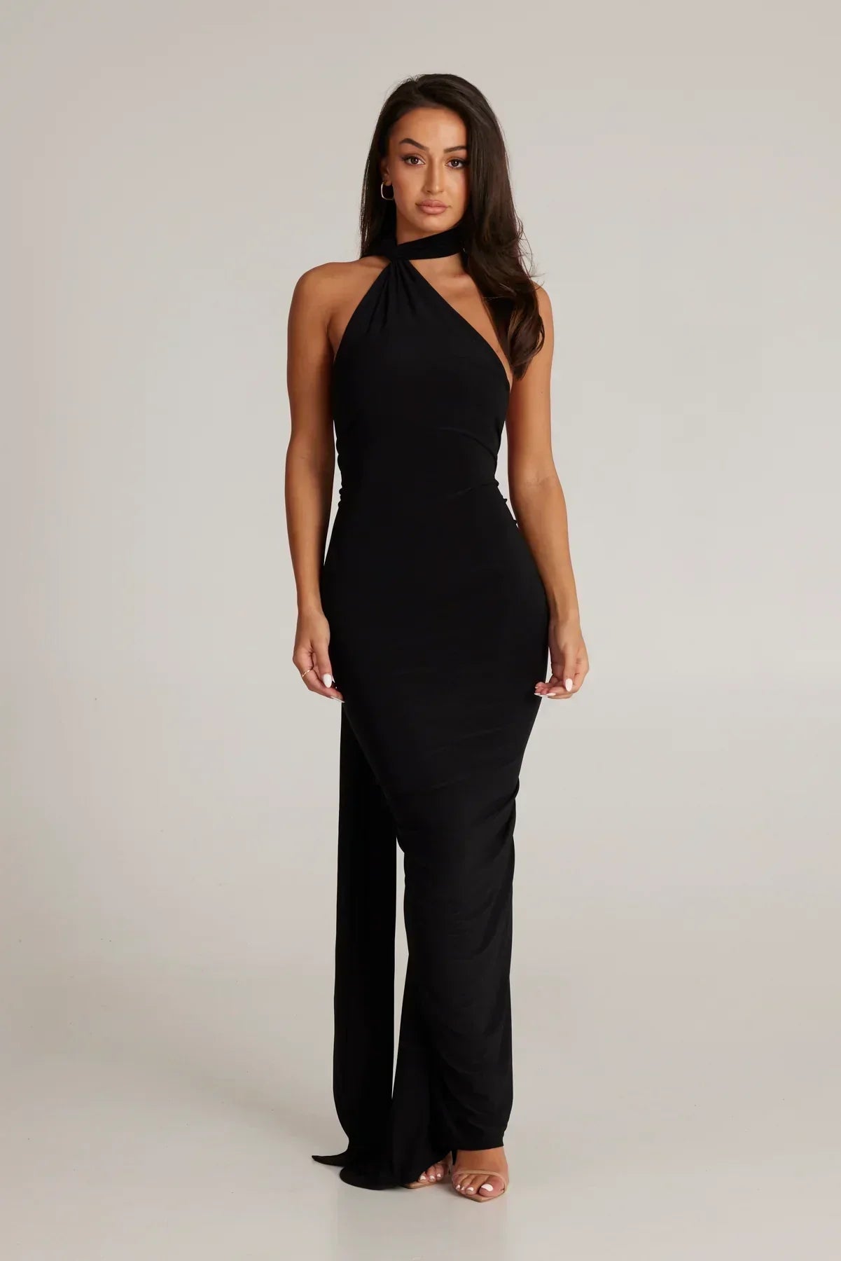 One-Shoulder Maxi Dress with Sash | Grecian Style Evening Wear Dress