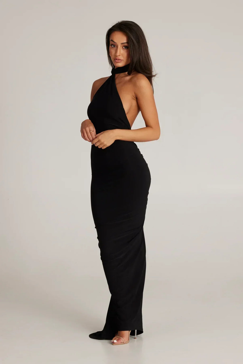 One-Shoulder Maxi Dress with Sash | Grecian Style Evening Wear Dress