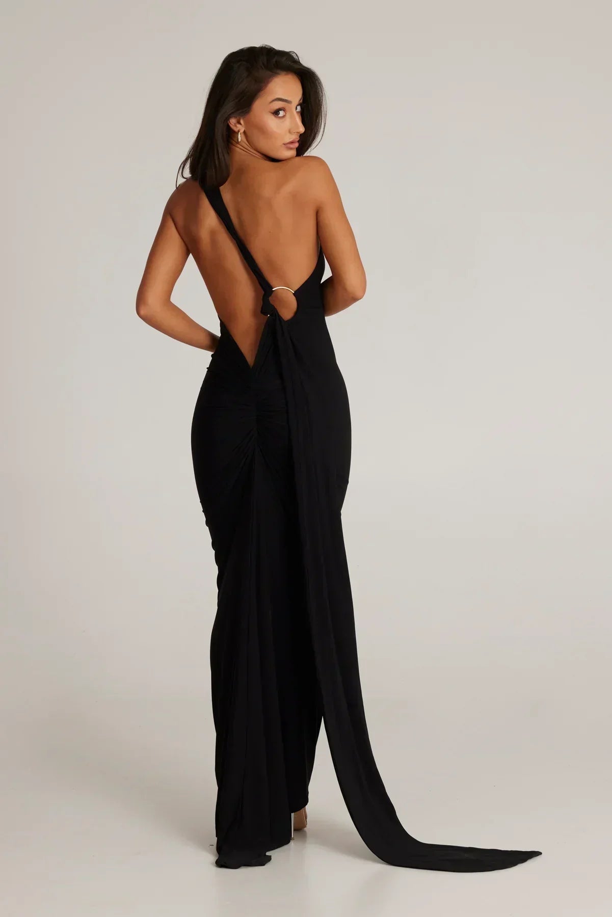 One-Shoulder Maxi Dress with Sash | Grecian Style Evening Wear Dress