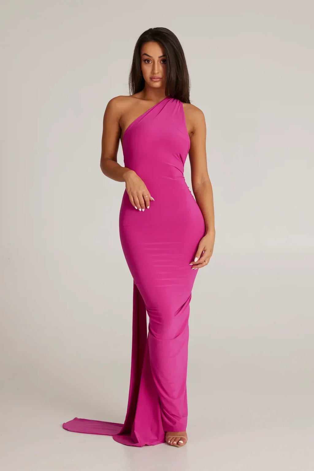 One-Shoulder Maxi Dress with Sash | Grecian Style Evening Wear Dress