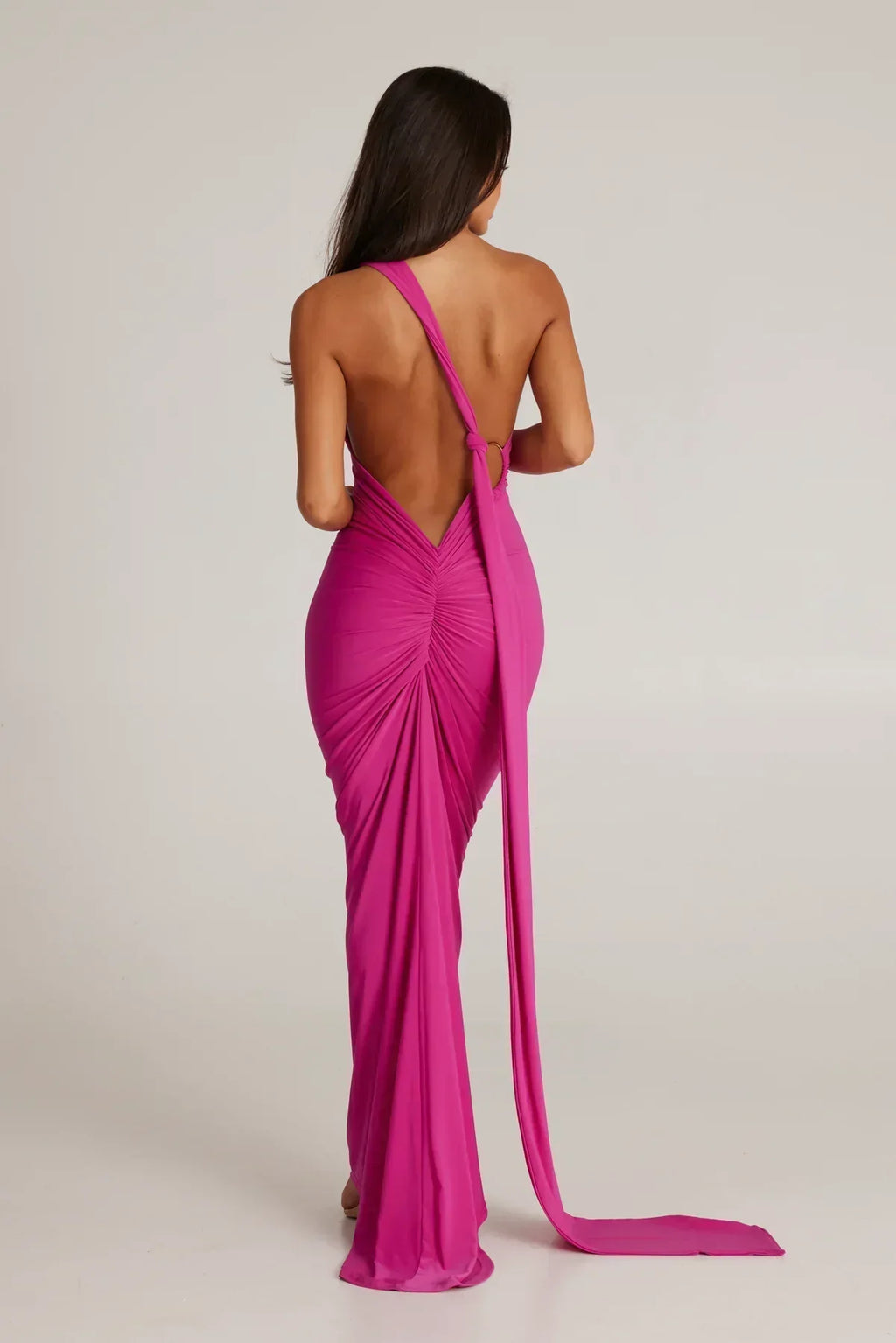 One-Shoulder Maxi Dress with Sash | Grecian Style Evening Wear Dress