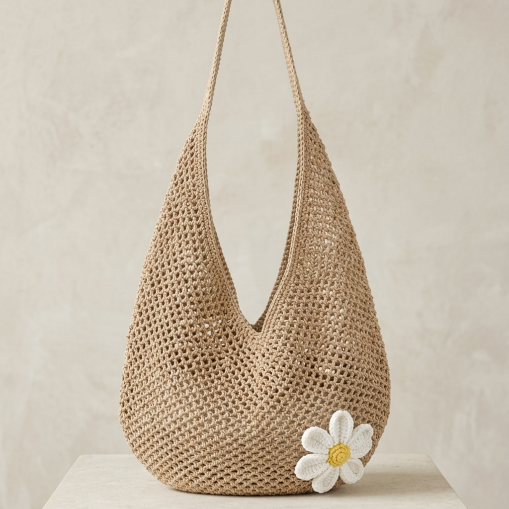 Hollow-Out Knitted Tote Bag UK – Sustainable Fashion Accessory, Smart Casual Office Wear Evening