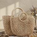 Handmade Moon-Shaped Straw Beach Tote Women UK – Eco-Friendly Summer Bag, Holiday Outfit Resort Wear