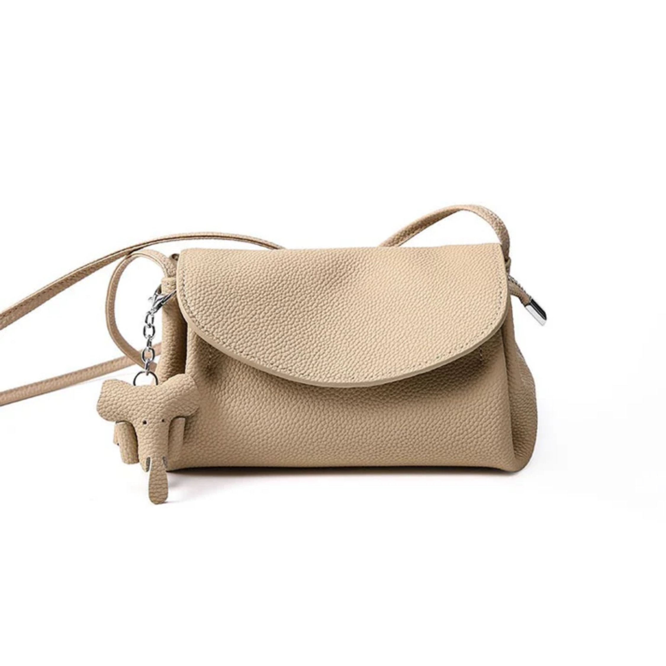 Brown Genuine Leather Crossbody Bag UK – Mini Elephant Pendant for Everyday Use, Smart Casual & Office Wear