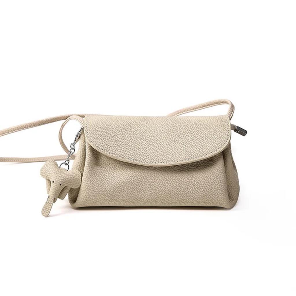 Brown Genuine Leather Crossbody Bag UK – Mini Elephant Pendant for Everyday Use, Smart Casual & Office Wear
