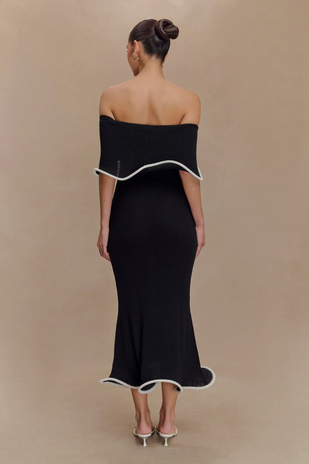 Textured Knit Off-The-Shoulder Midi Dress Women UK – Wedding Guest Garden Party Evening Gown, Cocktail