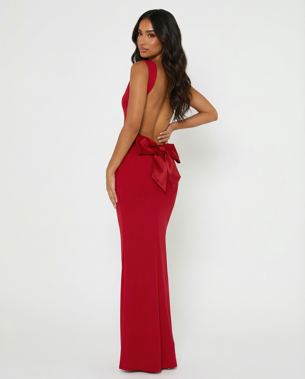 Red Backless Maxi Dress Women UK – Elegant Evening Gown, Wedding Guest