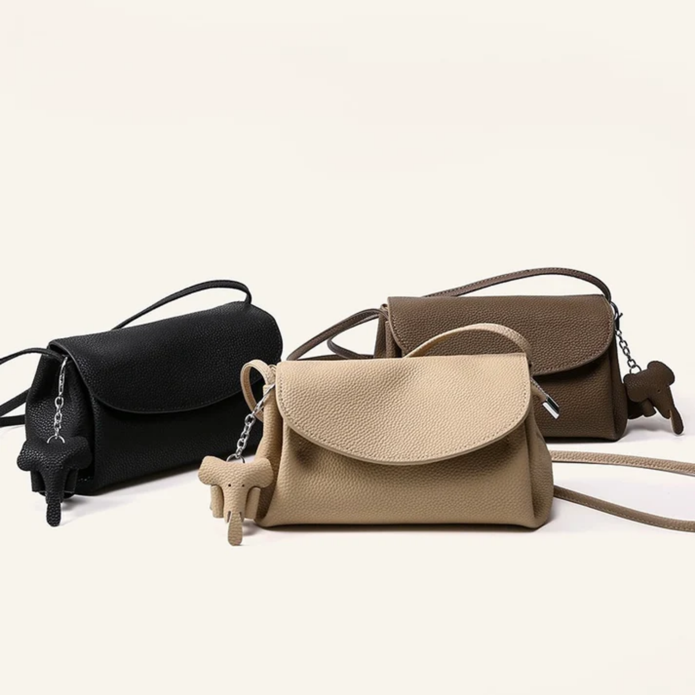 Brown Genuine Leather Crossbody Bag UK – Mini Elephant Pendant for Everyday Use, Smart Casual & Office Wear