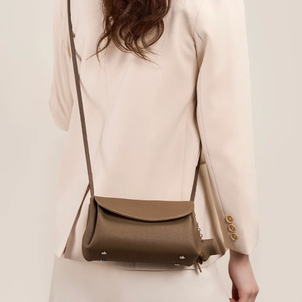 Brown Genuine Leather Crossbody Bag UK – Mini Elephant Pendant for Everyday Use, Smart Casual & Office Wear
