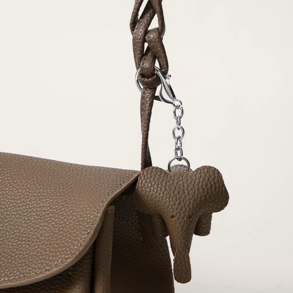 Brown Genuine Leather Crossbody Bag UK – Mini Elephant Pendant for Everyday Use, Smart Casual & Office Wear