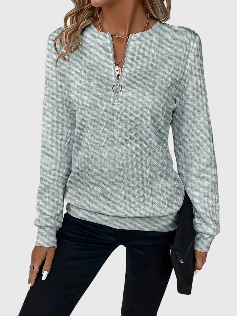 Zippered Jumper in Soft Knit Fabric for Casual Wear and Layering