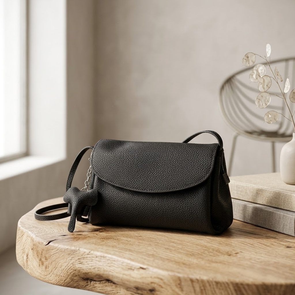 Brown Genuine Leather Crossbody Bag UK – Mini Elephant Pendant for Everyday Use, Smart Casual & Office Wear
