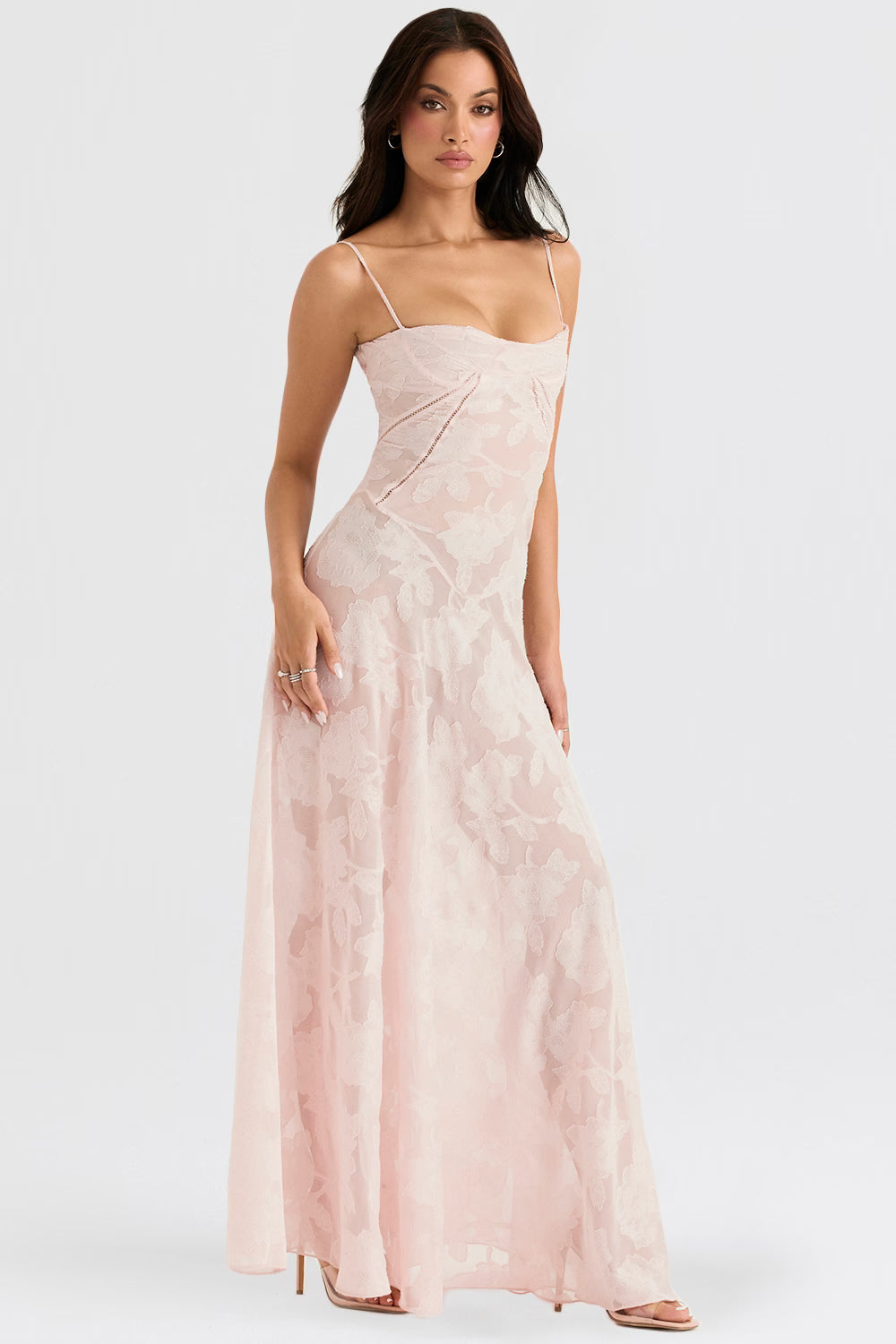 Floral Jacquard Maxi Dress Women UK – Evening Gown, Wedding Guest