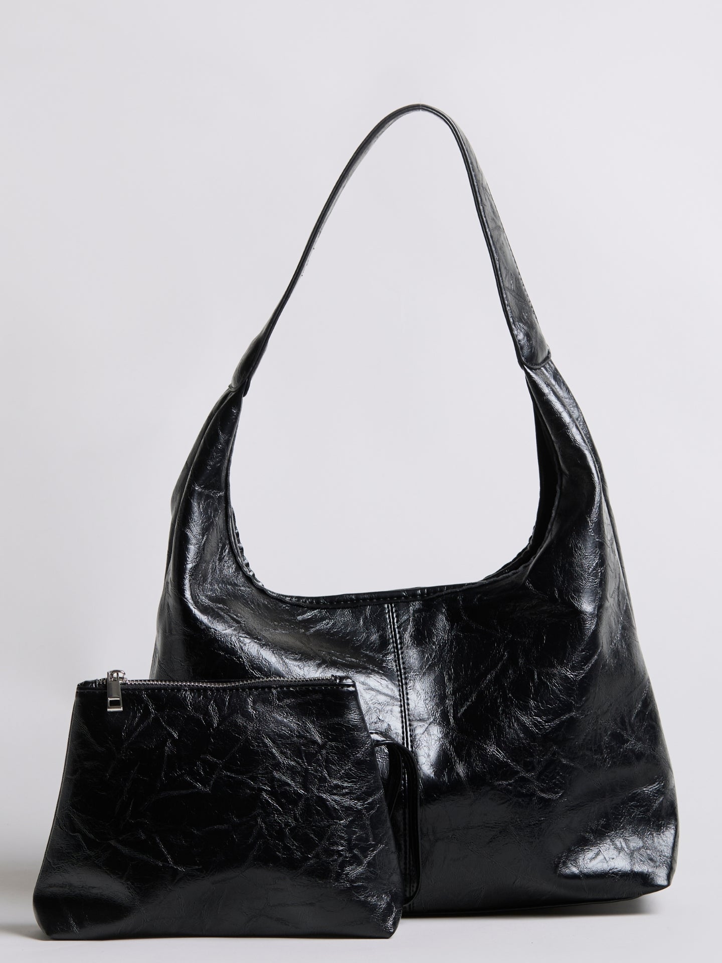 Black Distressed Vegan Leather Tote Bag Women UK – Stylish Durable Everyday Use, Smart Casual Office