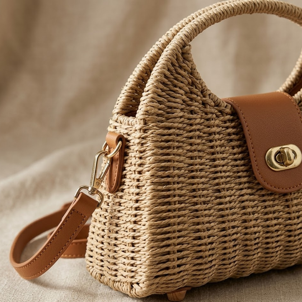 Natural Straw Woven Crossbody Shoulder Bag Women UK – Eco-Friendly Chic for Brunch, Holiday Outfit