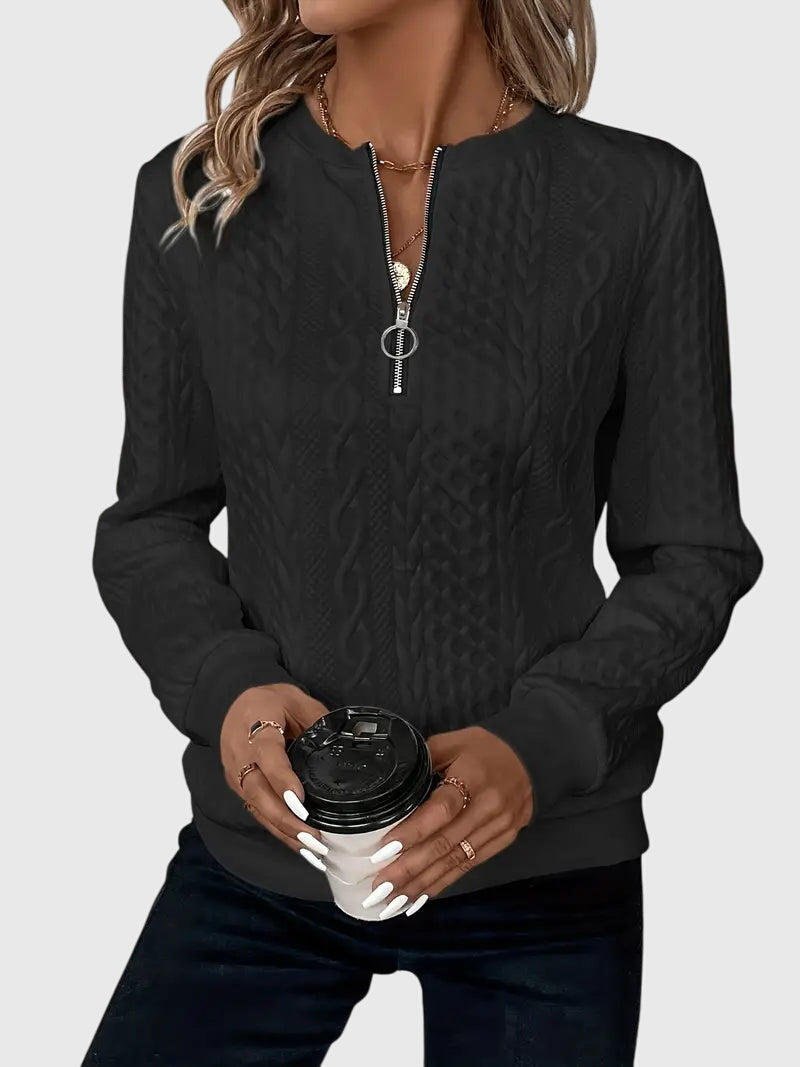 Zippered Jumper in Soft Knit Fabric for Casual Wear and Layering