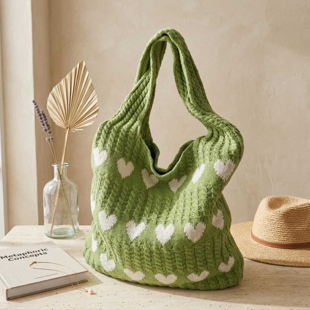 Hollow-Out Knitted Tote Bag UK – Sustainable Fashion Accessory for Office Wear, Holiday Use