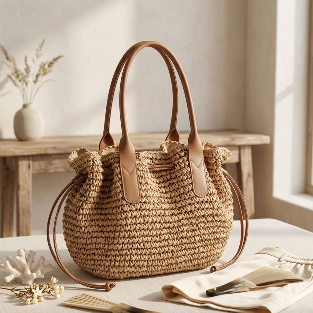 Handwoven Straw Tote Bag Women UK – Eco-Friendly Beach Bag, Summer Holiday & Resort Wear