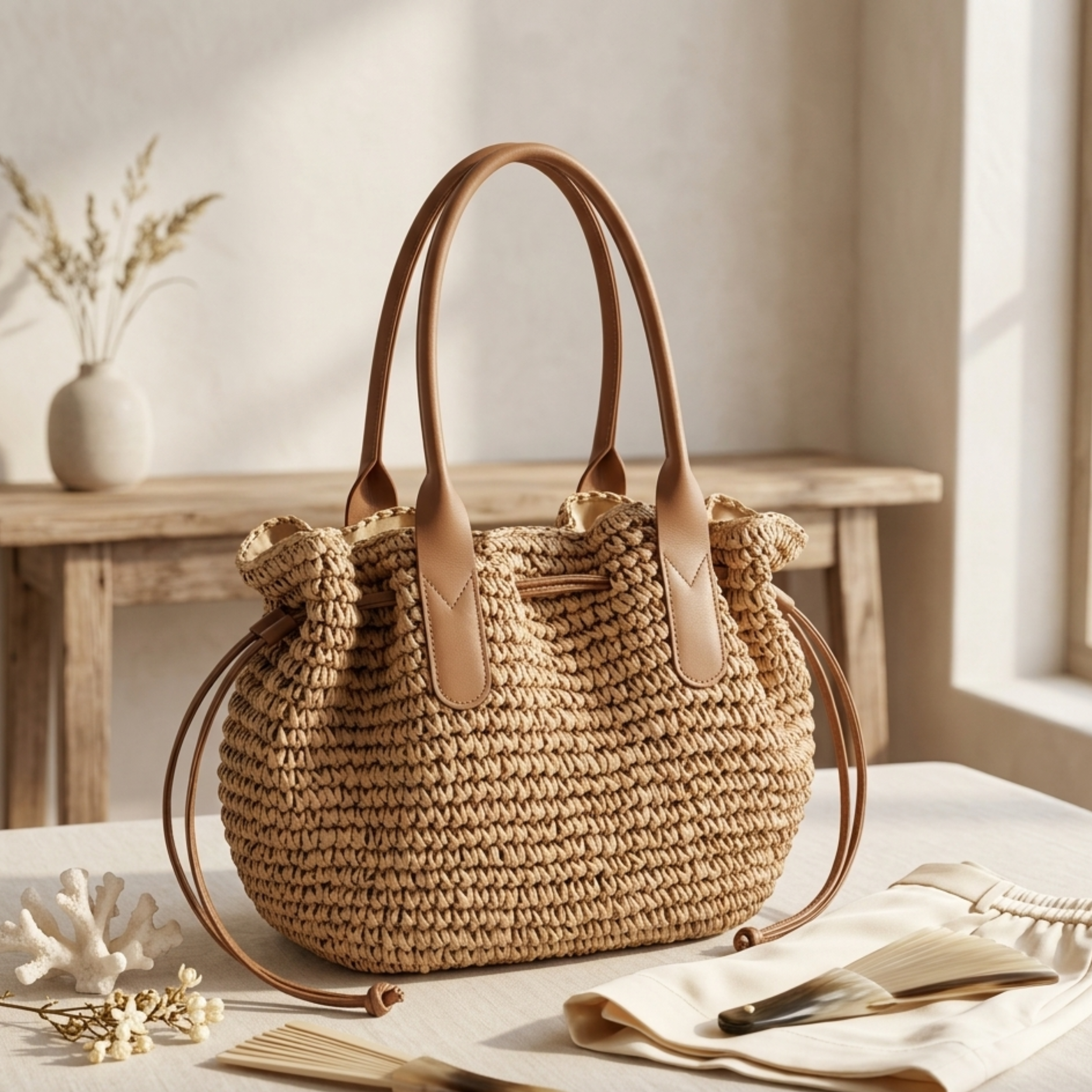 Handwoven Straw Tote Bag Women UK – Eco-Friendly Beach Bag, Summer Holiday & Resort Wear