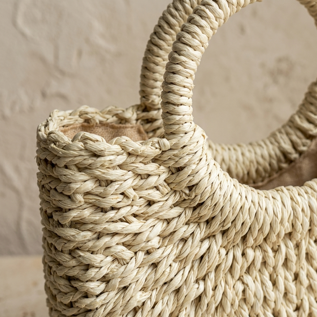 Wicker Half-Circle Tote Handbag Women UK – Eco-Friendly Fashion Accessory, Smart Casual Holiday Wear